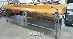 10' WOOD BUTCHER BLOCK TABLE WithRolled Inner Sidewalls, Edlund Can Opener WithMount