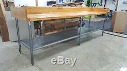 10' WOOD BUTCHER BLOCK TABLE WithRolled Inner Sidewalls, Edlund Can Opener WithMount