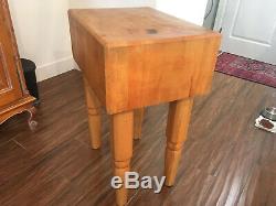 1970s Solid Maple Butcher Block 18x24x24.5 Used But Exceptional Condition