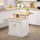 2-level Kitchen Island With Storage Cabinet, Butcher Block Countertop, Drawers