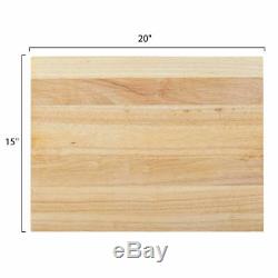 20 x 15 x 1 3/4 Wood Commercial Restaurant Solid Cutting Board Butcher Block
