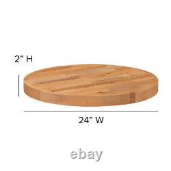 24'' Round Butcher Block style Restaurant Table Top in Solid Wood Natural Finish