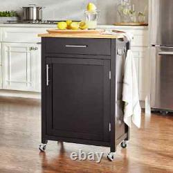 24 in. W Kitchen Cart Rolling Storage Trolley With Butcher Block Single Drawer