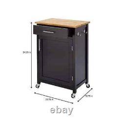 24 in. W Kitchen Cart Rolling Storage Trolley With Butcher Block Single Drawer