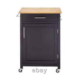 24 in. W Kitchen Cart Rolling Storage Trolley With Butcher Block Single Drawer