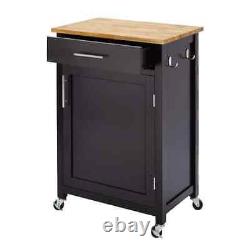 24 in. W Kitchen Cart Rolling Storage Trolley With Butcher Block Single Drawer