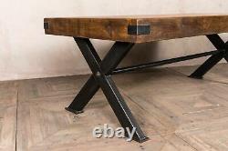 250cm Industrial Style X-frame Base Sheffield Butcher's Block Top Table