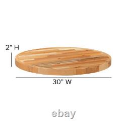 30'' Round Butcher Block style Restaurant Table Top in Solid Wood Natural Finish