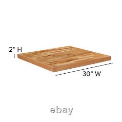 30'' Square Butcher Block style Restaurant Table Top in Solid Wood Natural