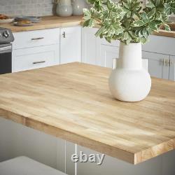 4 Ft L 25 In D Unfinished Hevea Solid Wood Butcher Block Countertop with Squ