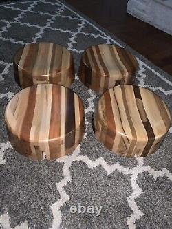 4 Handmade Butcher Block-Maple & Black Walnut Stool Seats-14.57x5-13-16 Lbs