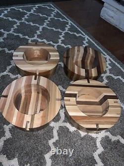 4 Handmade Butcher Block-Maple & Black Walnut Stool Seats-14.57x5-13-16 Lbs