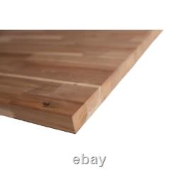 4 ft. L x 25 in. D Unfinished Acacia Solid Wood Butcher Block Countertop With Ea