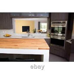 4 ft L x 25 in D Unfinished Birch Solid Wood Butcher Block Countertop Eased Edge