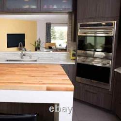 4 ft. L x 25 in. D Unfinished Birch Solid Wood Butcher Block Countertop With Eas