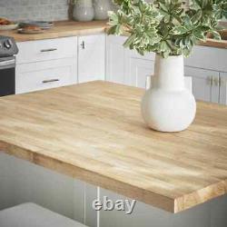 4 ft. L x 25 in. D Unfinished Hevea Solid Wood Butcher Block Countertop With Squ