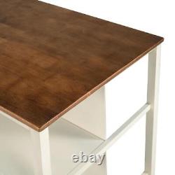 45 Stationary Kitchen Island Rubber Wood Butcher Block Dining Table Prep Table