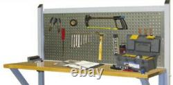 47 Silver Steel Wall Mounted Collapsible Work Bench Butcher Block Pegboard