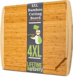 4XL Bamboo Butcher Block Cutting Board Extra Large Cutting Boards for Kitchen