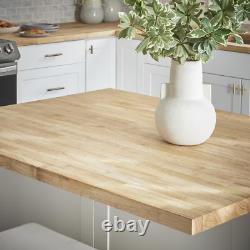 6 Ft. L X 25 In. D Unfinished Hevea Solid Wood Butcher Block Countertop with Squ