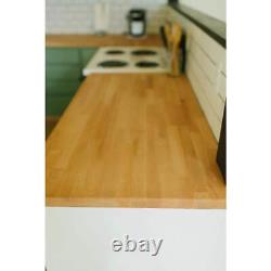 6 ft. L x 39 in. D Unfinished Beech Solid Wood Butcher Block Island Countertop