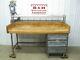 72 X 30 Butcher Block Wood Top Roll Under Bakery Table With 3 Drawers, Shelf 6