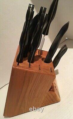 9 Cutco Knives Set & Lrg Homemaker Butcher Block Sharp Classic Handle Carver Set