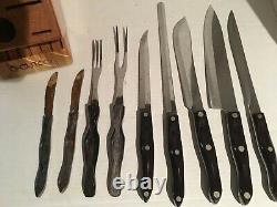 9 Cutco Knives Set & Lrg Homemaker Butcher Block Sharp Classic Handle Carver Set