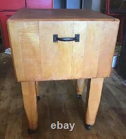 AUTHENTIC VINTAGE 1940's ERA, SLIGHTLY USED, FREE STANDING BUTCHER BLOCK