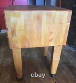 AUTHENTIC VINTAGE 1940's ERA, SLIGHTLY USED, FREE STANDING BUTCHER BLOCK