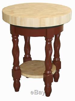 Amish Butcher Block Kitchen Island Solid Wood Round Snack Bar Table Twisted Leg