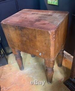 Antique BALLY Wood Butcher Block Table