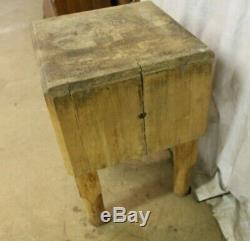 Antique BALLY Wood Butcher Block Table Kitchen Wooden Legs Meat Stand FLAT TOP