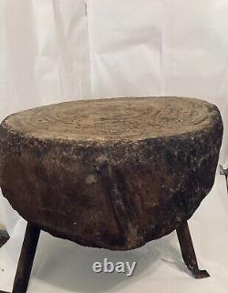 Antique Butcher Block Chopping Cutting Block for Poultry Tree Stump C. 1865