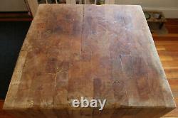 Antique Butcher Block Island with Custom Rolling Base