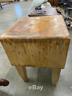 Antique Butcher Block Solid Maple 24x24x33 Rustic Genuine FREE SHIPPING
