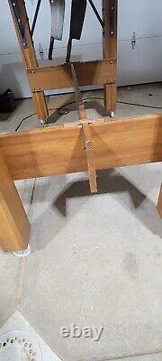 Antique Butcher Block Table Refurbished Incl 3 Meat Cleavers, Wheels MAKE OFFER