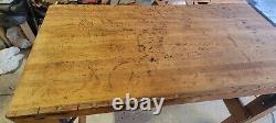 Antique Butcher Block Table Refurbished Incl 3 Meat Cleavers, Wheels MAKE OFFER