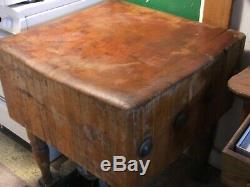 Antique Butcher Block Table The Real Deal 30x30x15 PLUS a hook