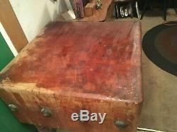 Antique Butcher Block Table The Real Deal 30x30x15 PLUS a hook