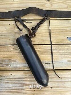 Antique Butcher's Block Knife Sheath/Belt Leather Wrapped + Trade Knife 1800's