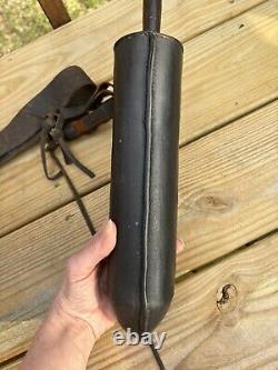 Antique Butcher's Block Knife Sheath/Belt Leather Wrapped + Trade Knife 1800's