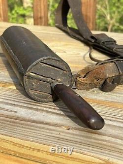 Antique Butcher's Block Knife Sheath/Belt Leather Wrapped + Trade Knife 1800's