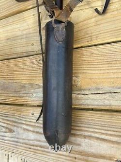 Antique Butcher's Block Knife Sheath/Belt Leather Wrapped + Trade Knife 1800's