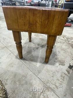 Antique French Provincial Solid Maple Wood Heavy Butcher Block Island Table