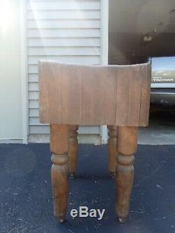 Antique Maple Wood Butcher Block Table