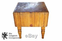 Antique Masterbuilt Wood Welded Butchers Block Meat Carving Cutting Table Maple