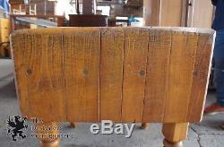 Antique Masterbuilt Wood Welded Butchers Block Meat Carving Cutting Table Maple