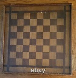 Antique Primitive Checkerboard Wood Inlay Butcher Block Type Construction Worn