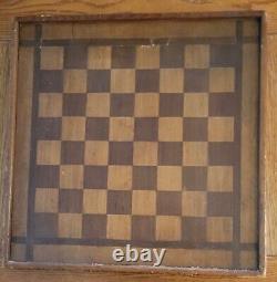 Antique Primitive Checkerboard Wood Inlay Butcher Block Type Construction Worn